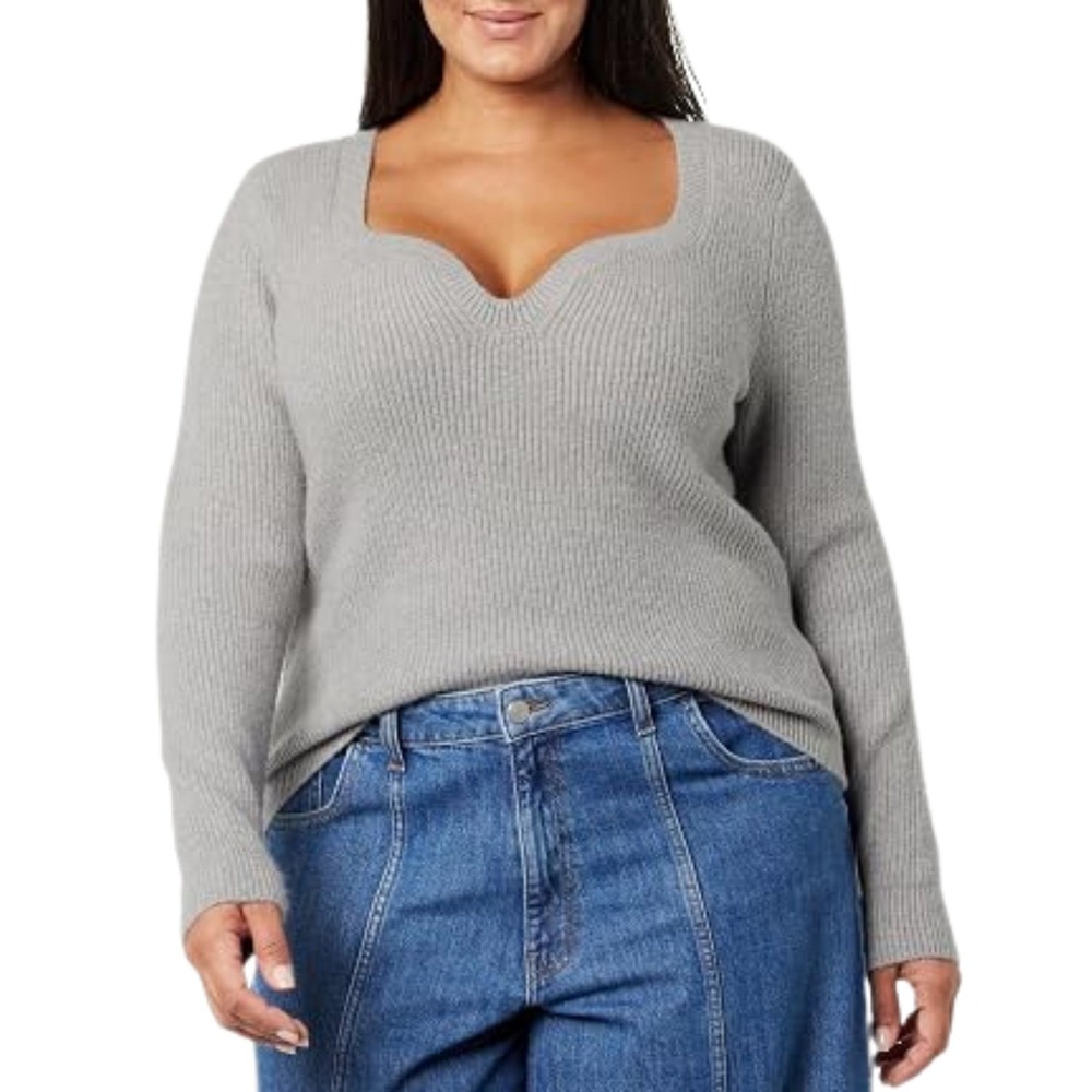 The Drop Preston Ribbed Sweetheart Neck Sweater